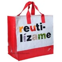 Wal-Mart Audit pheej yig heev tshaj plaws nrov PP Woven Laminated tsev loj lub hnab khw Tote hnab PP Raffia khw lub hnab rau tsev loj kav khw, zaub thiab txiv hmab txiv ntoo Carrier
